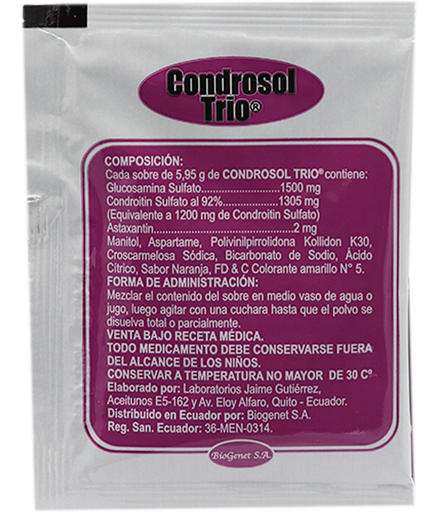CONDROSOL-TRIO POLVO SOLUCION ORAL 1500/1200MG