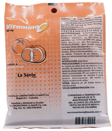 VITAMINA-C MAND TABLETA MASTICABLE 500MG LA SANTE