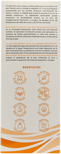 PROTECTOR SOLAR BASSA VELVET SUNSCREEN SPF50 COLOR 50ML 
