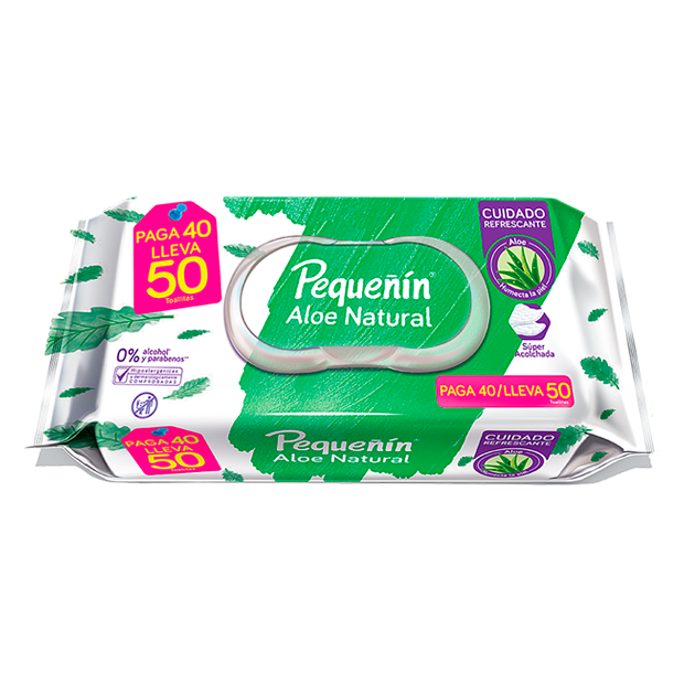 TOALLITAS PEQUEÑIN ALOE NATURAL P40LL50 