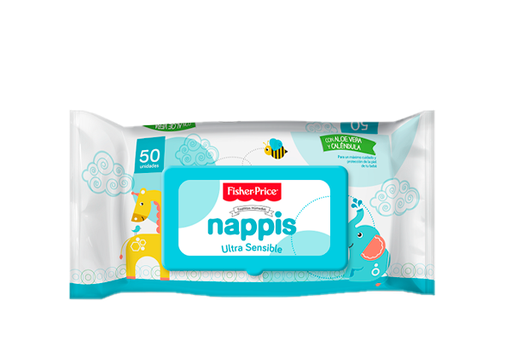 TOALLITAS HUMEDAS NAPPIS FISHER-PRICE ULTRA SENSIBLE 50 UNIDADES