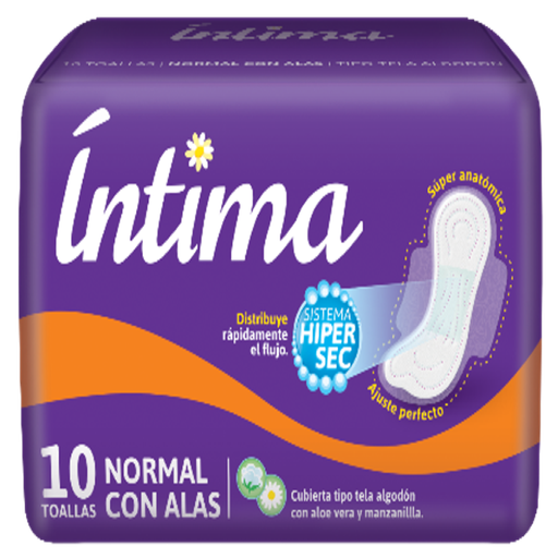 TOALLA INTIMA NORMAL TELA C-ALASx10 