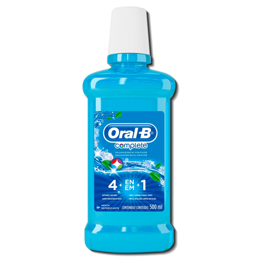 ENJUAGUE BUCAL ORAL-B 4EN1 MENTA-REFR 500ML