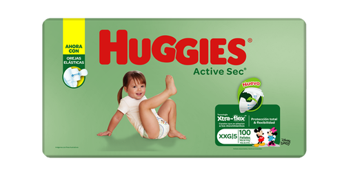 PAÑAL HUGGIES XTRA FLEX ACTIVE SEC E5/XXGx100