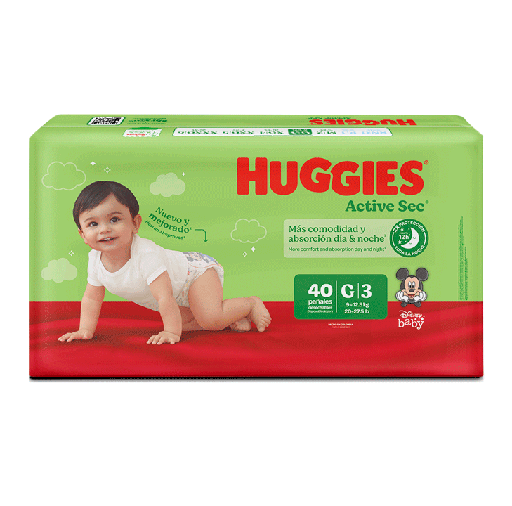 PAÑAL HUGGIES XTRA FLEX ACTIVE SEC E3/Gx40