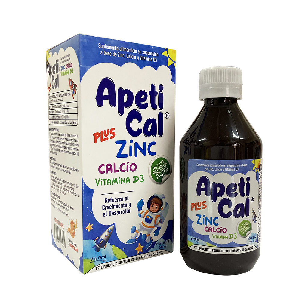 APETICAL PLUS CON ZINC + CALCIO + VITAMINA D3 SUSPENSION 200ML