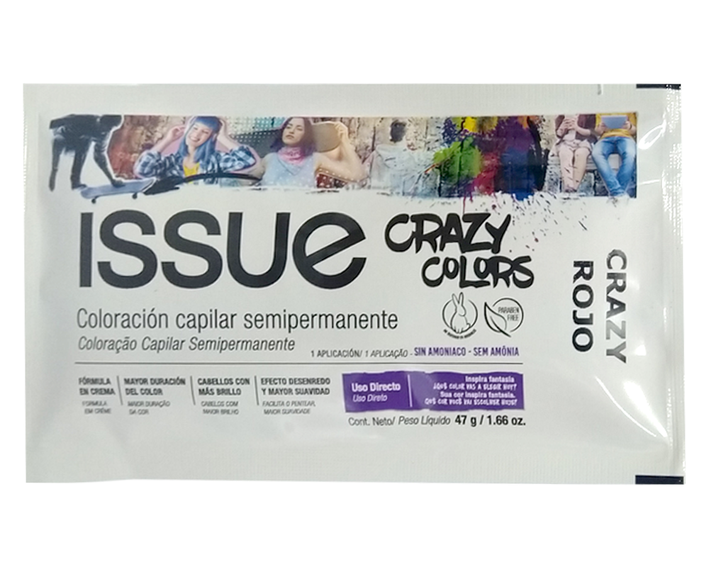 TINTE SEMIPERMANENTE ISSUE CRAZY ROJO 47GR 
