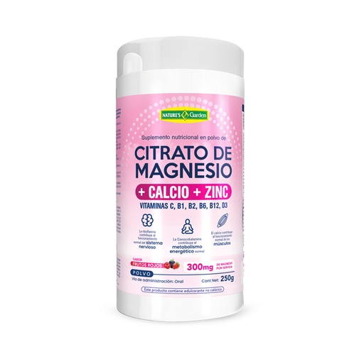 CITRATO DE MAGNESIO NATURES GARDEN FRUTOS ROJOS POLVO 250GR